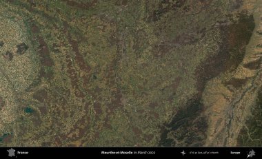 Meurthe-et-Moselle. Copernicus Sentinel 'in Mart 2022' de çekilmiş uydu görüntüsü üzerine Fransa 'nın idari bölgesi.