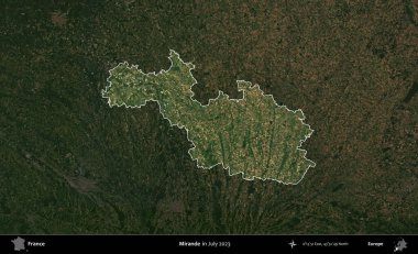 Mirande. Fransa 'nın idari alanı, Temmuz 2023' te çekilen Kopernik Nöbetçi karolarından oluşan koyu renkli bir uydu görüntüsüyle vurgulandı ve özetlendi.