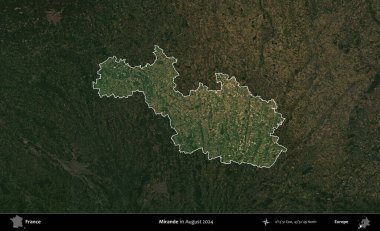 Mirande. Fransa 'nın idari alanı, Ağustos 2024' te çekilen Kopernik Sentinel karolarından oluşan koyu renkli bir uydu görüntüsü üzerinde vurgulandı ve özetlendi.