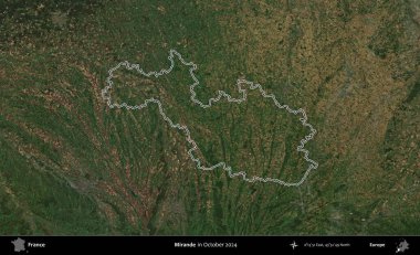 Mirande. Copernicus Sentinel 'in Ekim 2024' te çekilen uydu görüntüsünde Fransa 'nın idari bölgesinin ana hatlarını çizdim.