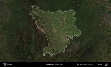 Montbrison 'da. Fransa 'nın idari alanı, Nisan 2022' de çekilen Kopernik Nöbetçi karolarından oluşan koyu renkli bir uydu görüntüsü üzerinde vurgulandı ve özetlendi.