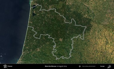 Mont-de-Marsan. Copernicus Sentinel 'in Ağustos 2024' te çekilen uydu görüntüsünde Fransa 'nın idari bölgesinin ana hatları belirlendi.