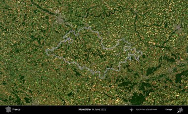Montdidier. Haziran 2023 'te çekilen Copernicus Sentinel karolarından oluşan bir uydu görüntüsünde Fransa' nın idari bölgesinin ana hatları belirlendi.