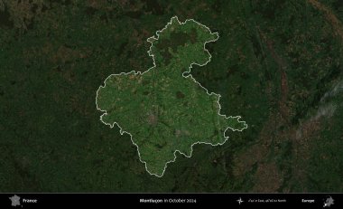 Montlucon 'da. Fransa 'nın idari alanı, Ekim 2024' te çekilen Kopernik Nöbetçi karolarından oluşan koyu renkli bir uydu görüntüsü üzerinde vurgulandı ve özetlendi.