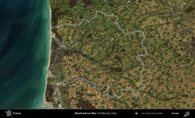 Montreuil-sur-Mer. Copernicus Sentinel 'in Şubat 2019' da çekilen uydu görüntüsünde Fransa 'nın idari bölgesinin ana hatları belirlendi.
