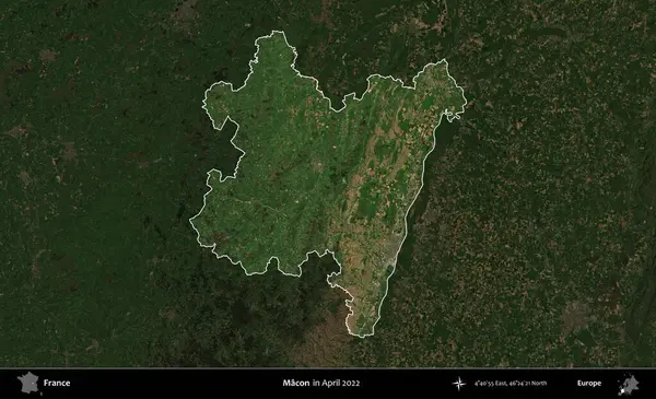 Macon. Fransa 'nın idari alanı, Nisan 2022' de çekilen Kopernik Nöbetçi karolarından oluşan koyu renkli bir uydu görüntüsü üzerinde vurgulandı ve özetlendi.