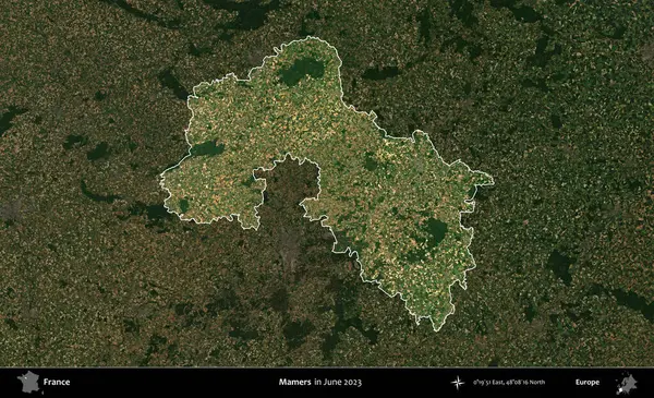 Mamers. Fransa 'nın idari alanı, Haziran 2023' te çekilen Kopernik Nöbetçi karolarından oluşan koyu renkli bir uydu görüntüsüyle vurgulandı ve özetlendi.