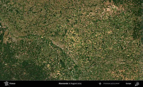 Marmande. Copernicus Sentinel 'in Ağustos 2024' te çekilmiş uydu görüntüsü üzerine Fransa 'nın idari bölgesi.