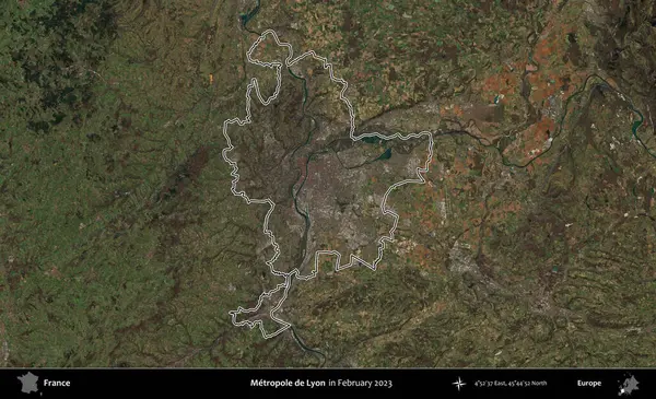 Metropole de Lyon 'da. Copernicus Sentinel 'in Şubat 2023' te çekilen uydu görüntüsünde Fransa 'nın idari bölgesinin ana hatları belirlendi.