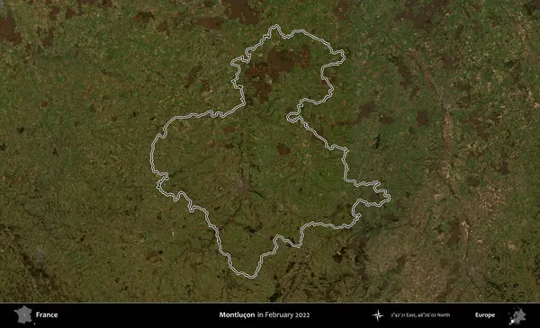 Montlucon 'da. Copernicus Sentinel 'in Şubat 2022' de çekilen uydu görüntüsünde Fransa 'nın idari bölgesinin ana hatları belirlendi.