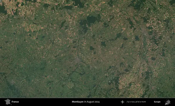 Montlucon 'da. Copernicus Sentinel 'in Ağustos 2024' te çekilmiş uydu görüntüsü üzerine Fransa 'nın idari bölgesi.