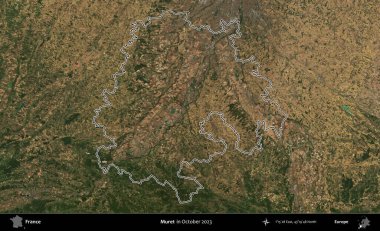 Muret. Copernicus Sentinel 'in Ekim 2023' te çekilen uydu görüntüsünde Fransa 'nın idari bölgesinin ana hatları belirlendi.
