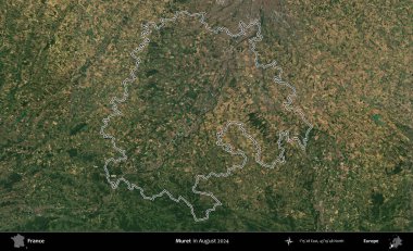 Muret. Copernicus Sentinel 'in Ağustos 2024' te çekilen uydu görüntüsünde Fransa 'nın idari bölgesinin ana hatları belirlendi.