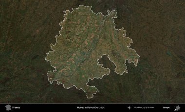Muret. Fransa 'nın idari alanı, Kopernik Sentinel' in Kasım 2024 'te çekilmiş karanlık bir uydu görüntüsüyle vurgulandı ve özetlendi.