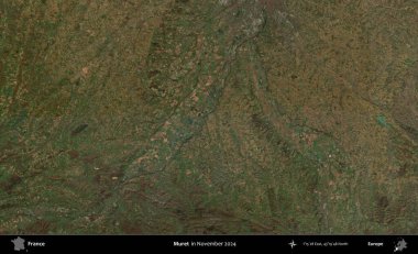 Muret. Copernicus Sentinel 'in Kasım 2024' te çekilmiş uydu görüntüsü üzerine Fransa 'nın idari bölgesi.