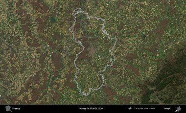 Nancy mi? Mart 2020 'de çekilen Copernicus Sentinel karolarından oluşan bir uydu görüntüsünde Fransa' nın idari bölgesinin ana hatları belirlendi.