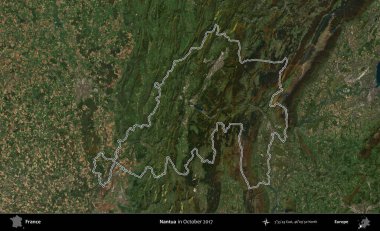 Nantua. Ekim 2017 'de çekilen Kopernik Sentinel karolarından oluşan bir uydu görüntüsünde Fransa' nın idari bölgesinin ana hatları belirlendi.