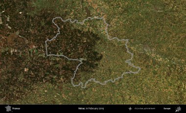 Nerac. Copernicus Sentinel 'in Şubat 2019' da çekilen uydu görüntüsünde Fransa 'nın idari bölgesinin ana hatları belirlendi.