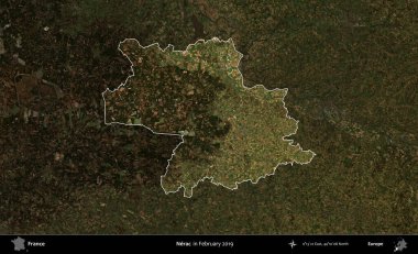 Nerac. Fransa 'nın idari alanı, Şubat 2019' da çekilen Kopernik Sentinel karolarından oluşan koyu renkli bir uydu görüntüsü üzerinde vurgulandı ve özetlendi.