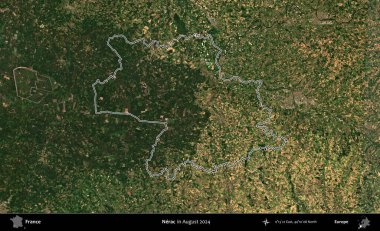 Nerac. Copernicus Sentinel 'in Ağustos 2024' te çekilen uydu görüntüsünde Fransa 'nın idari bölgesinin ana hatları belirlendi.