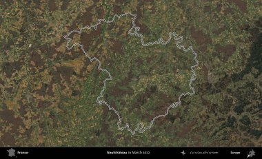 Neufchateau. Mart 2022 'de çekilen Copernicus Sentinel karolarından oluşan bir uydu görüntüsünde Fransa' nın idari bölgesinin ana hatları belirlendi.