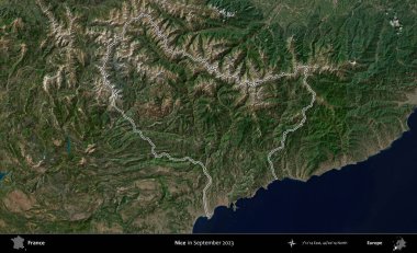 Güzelmiş. Eylül 2023 'te çekilen Copernicus Sentinel karolarından oluşan bir uydu görüntüsünde Fransa' nın idari bölgesinin ana hatlarını çizdim.