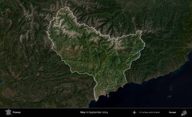 Güzelmiş. Fransa 'nın idari alanı, Eylül 2024' te çekilen Kopernik Nöbetçi karolarından oluşan koyu renkli bir uydu görüntüsü üzerinde vurgulandı ve özetlendi.