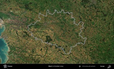 Niort. Copernicus Sentinel 'in Ekim 2024' te çekilen uydu görüntüsünde Fransa 'nın idari bölgesinin ana hatlarını çizdim.