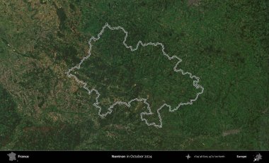 Nontron. Copernicus Sentinel 'in Ekim 2024' te çekilen uydu görüntüsünde Fransa 'nın idari bölgesinin ana hatlarını çizdim.