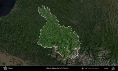 Oloron-Sainte-Marie. Fransa 'nın idari alanı, Temmuz 2023' te çekilen Kopernik Nöbetçi karolarından oluşan koyu renkli bir uydu görüntüsüyle vurgulandı ve özetlendi.