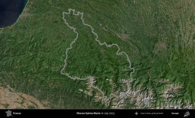 Oloron-Sainte-Marie. Copernicus Sentinel 'in Temmuz 2023' te çekilen uydu görüntüsünde Fransa 'nın idari bölgesinin ana hatları belirlendi.