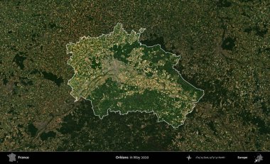 - Orleans. Fransa 'nın idari alanı, Mayıs 2020' de çekilen Kopernik Nöbetçi karolarından oluşan koyu renkli bir uydu görüntüsü üzerinde vurgulandı ve özetlendi.