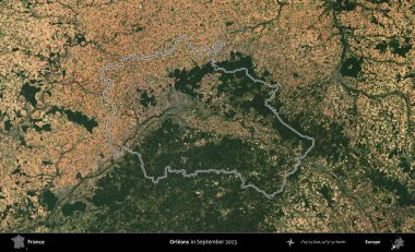- Orleans. Eylül 2023 'te çekilen Copernicus Sentinel karolarından oluşan bir uydu görüntüsünde Fransa' nın idari bölgesinin ana hatlarını çizdim.