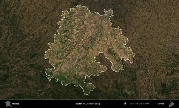 Muret. Fransa 'nın idari alanı, Ekim 2023' te çekilen Kopernik Nöbetçi karolarından oluşan koyu renkli bir uydu görüntüsü üzerinde vurgulandı ve özetlendi.
