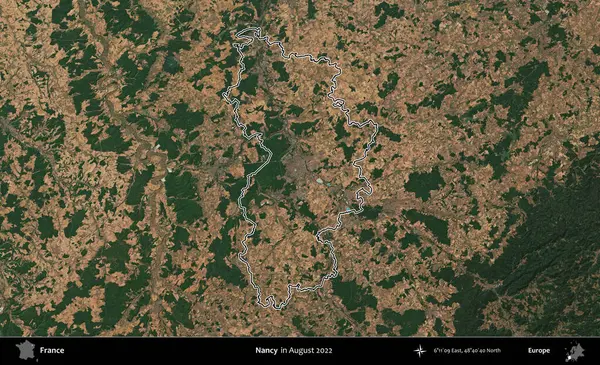 Nancy mi? Copernicus Sentinel 'in Ağustos 2022' de çekilen uydu görüntüsünde Fransa 'nın idari bölgesinin ana hatları belirlendi.