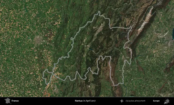 Nantua. Nisan 2017 'de çekilen Kopernik Nöbetçi karolarından oluşan bir uydu görüntüsünde Fransa' nın idari bölgesinin ana hatları belirlendi.