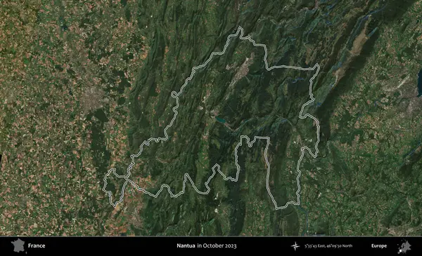 Nantua. Copernicus Sentinel 'in Ekim 2023' te çekilen uydu görüntüsünde Fransa 'nın idari bölgesinin ana hatları belirlendi.