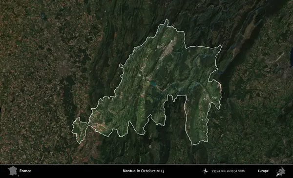 Nantua. Fransa 'nın idari alanı, Ekim 2023' te çekilen Kopernik Nöbetçi karolarından oluşan koyu renkli bir uydu görüntüsü üzerinde vurgulandı ve özetlendi.