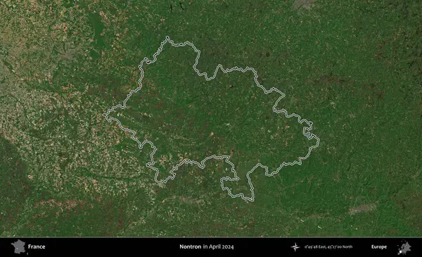Nontron. Nisan 2024 'te çekilen Copernicus Sentinel karolarından oluşan bir uydu görüntüsünde Fransa' nın idari bölgesinin ana hatlarını çizdim.