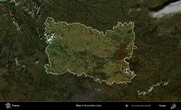 Oise. Fransa 'nın idari alanı, Kopernik Sentinel' in Kasım 2020 'de çekilmiş koyu renkli bir uydu görüntüsüyle vurgulandı ve özetlendi.