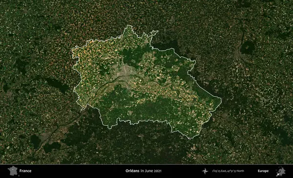 - Orleans. Fransa 'nın idari alanı, Haziran 2021' de çekilen Kopernik Sentinel karolarından oluşan koyu renkli bir uydu görüntüsü üzerinde vurgulandı ve özetlendi.
