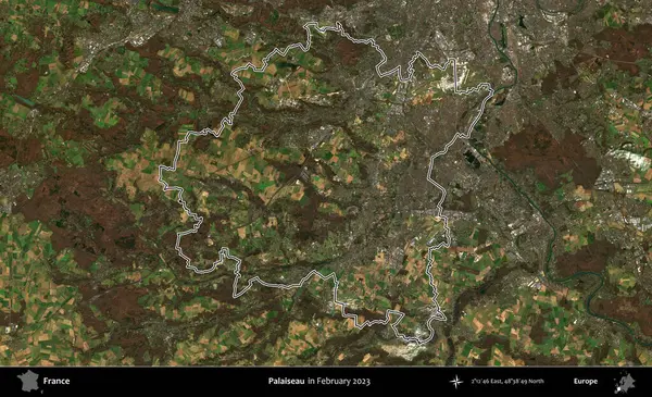 Palaiseau 'da. Copernicus Sentinel 'in Şubat 2023' te çekilen uydu görüntüsünde Fransa 'nın idari bölgesinin ana hatları belirlendi.