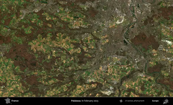 Palaiseau 'da. Copernicus Sentinel 'in Şubat 2023' te çekilmiş uydu görüntüsü üzerine Fransa 'nın idari bölgesi.