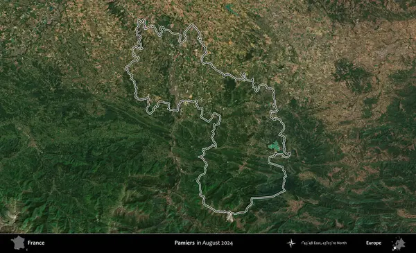 Pamiers. Copernicus Sentinel 'in Ağustos 2024' te çekilen uydu görüntüsünde Fransa 'nın idari bölgesinin ana hatları belirlendi.