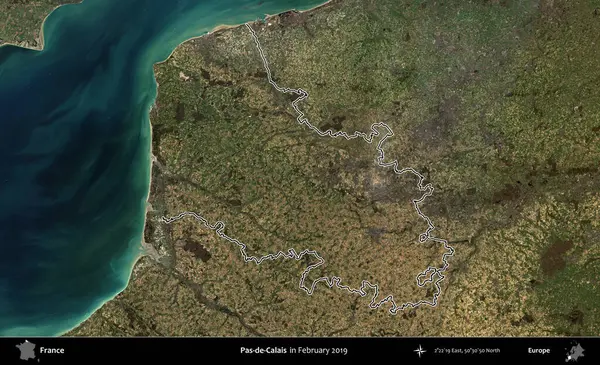 Pas-de-Calais. Copernicus Sentinel 'in Şubat 2019' da çekilen uydu görüntüsünde Fransa 'nın idari bölgesinin ana hatları belirlendi.