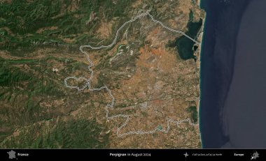 Perpignan. Copernicus Sentinel 'in Ağustos 2024' te çekilen uydu görüntüsünde Fransa 'nın idari bölgesinin ana hatları belirlendi.