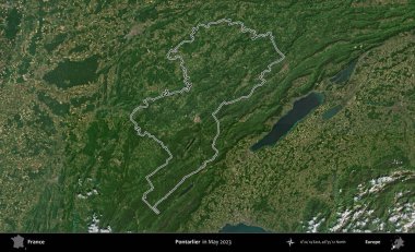 Pontarlier. Mayıs 2023 'te çekilen Copernicus Sentinel karolarından oluşan bir uydu görüntüsünde Fransa' nın idari bölgesinin ana hatları belirlendi.
