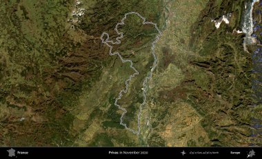 Askerler. Copernicus Sentinel 'in Kasım 2020' de çekilen uydu görüntüsünde Fransa 'nın idari bölgesinin ana hatları belirlendi.