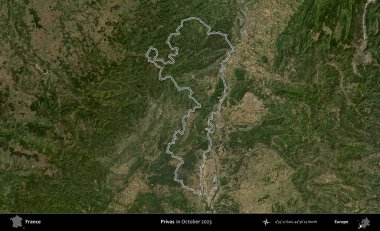 Askerler. Copernicus Sentinel 'in Ekim 2023' te çekilen uydu görüntüsünde Fransa 'nın idari bölgesinin ana hatları belirlendi.
