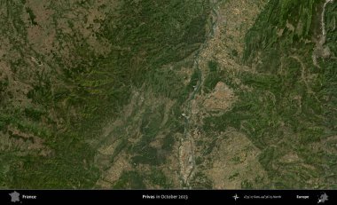 Askerler. Copernicus Sentinel 'in Ekim 2023' te çekilmiş uydu görüntüsü üzerine Fransa 'nın idari bölgesi.